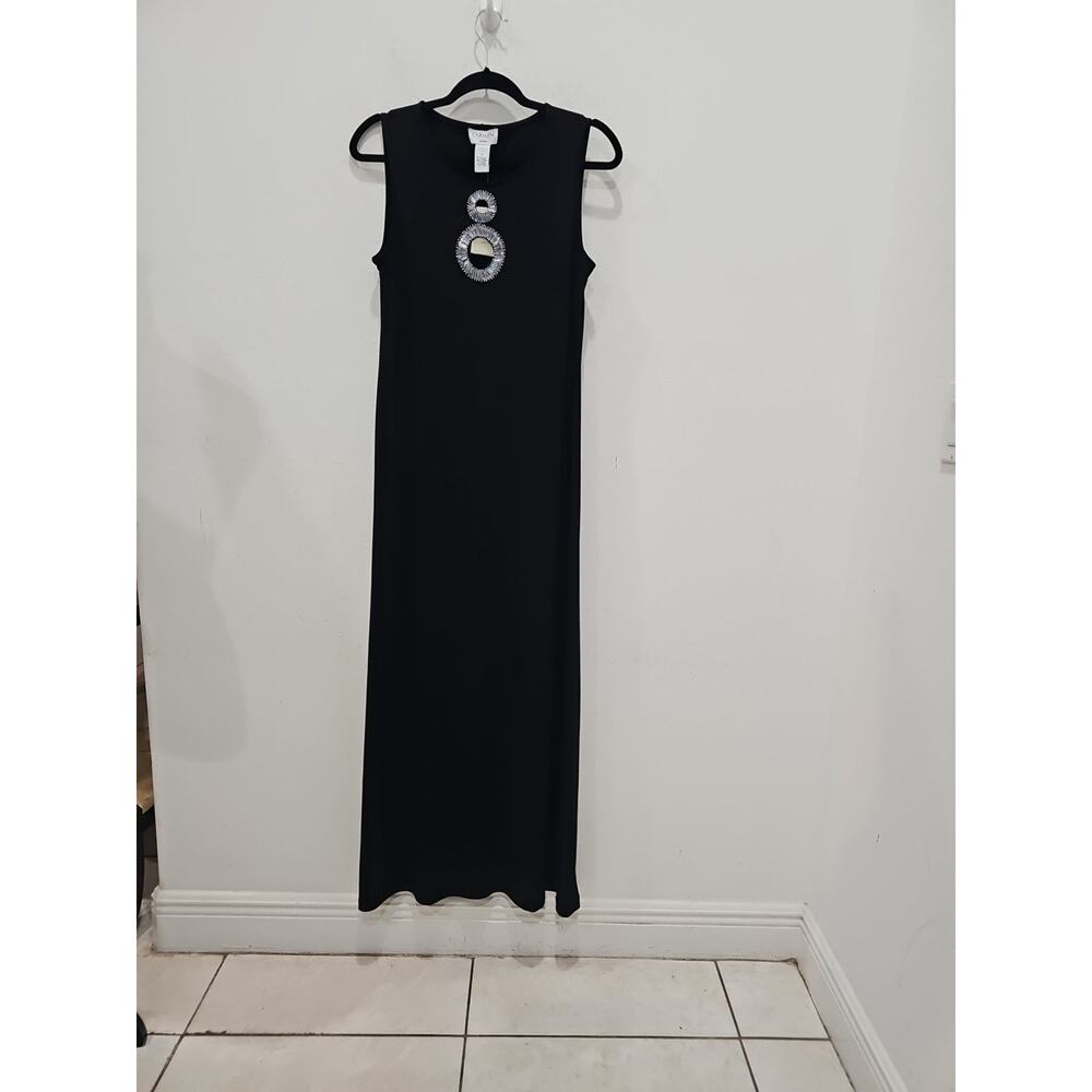 Carmen Marc Valvo Dress Size M Black Solid Sheath Below Knee Sleeveless New - Picture 8 of 13